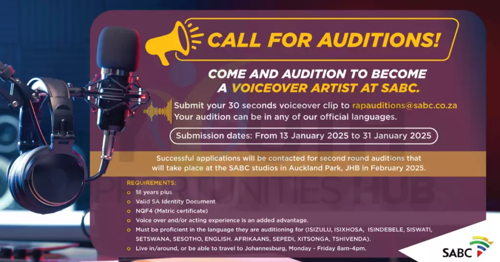 Advertised SABC voiceover audition 2025